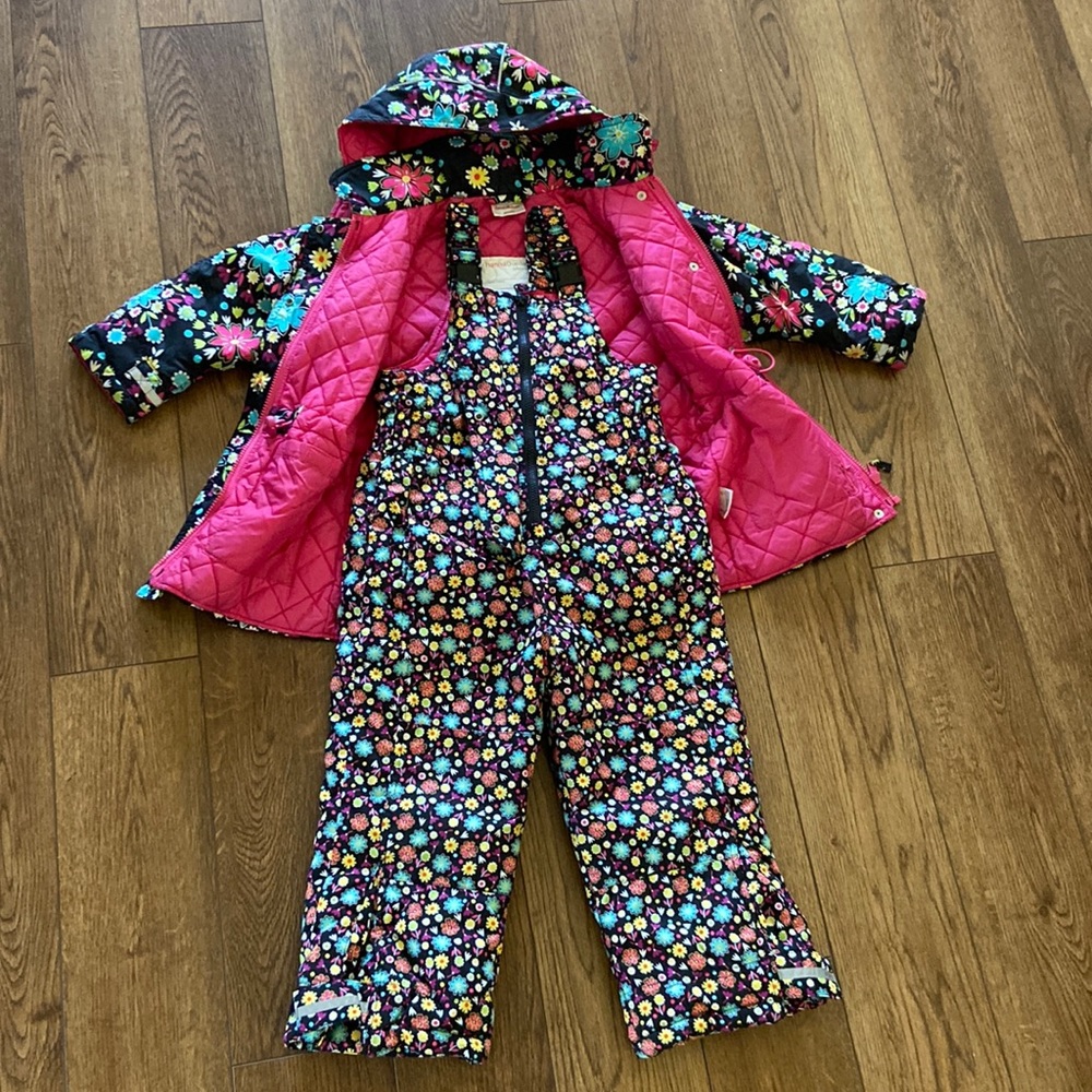 2 PIECE Hanna Andersson, winter jacket, and snow bibs size 5